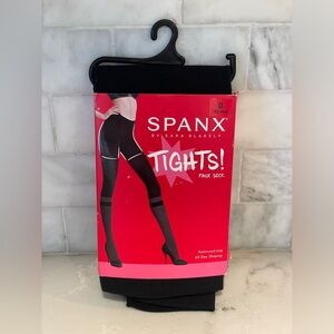 SPANX By Sara Blakely FAUX SOCK TIGHTS A Very Black NEW Patterned Leg SHAPER NWT